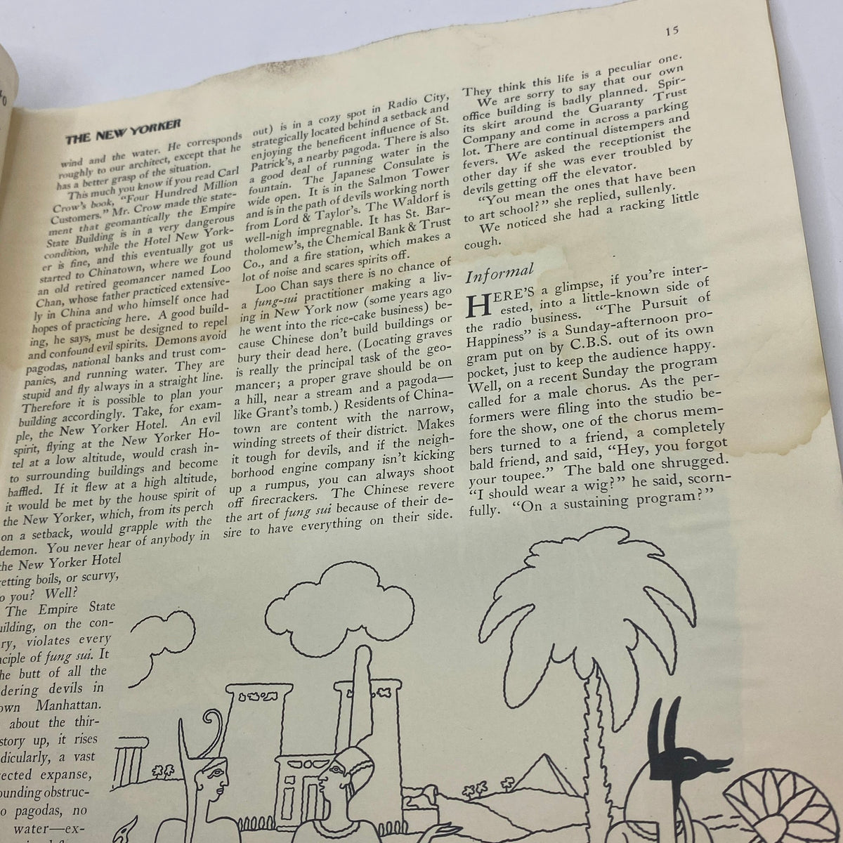 Article page from The New Yorker, February 10, 1940, providing a humorous take on radio and entertainment, with whimsical illustrations.