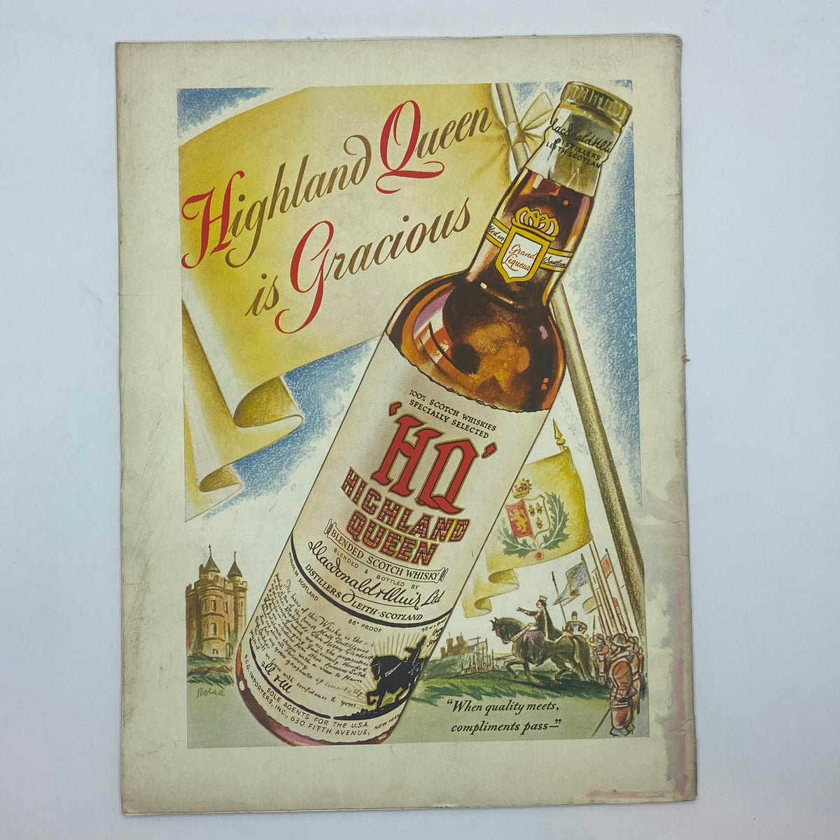 The New Yorker Complete Magazine January 4, 1941 - Ilonka Karasz Cover featuring an advertisement for Highland Queen Scotch whisky.