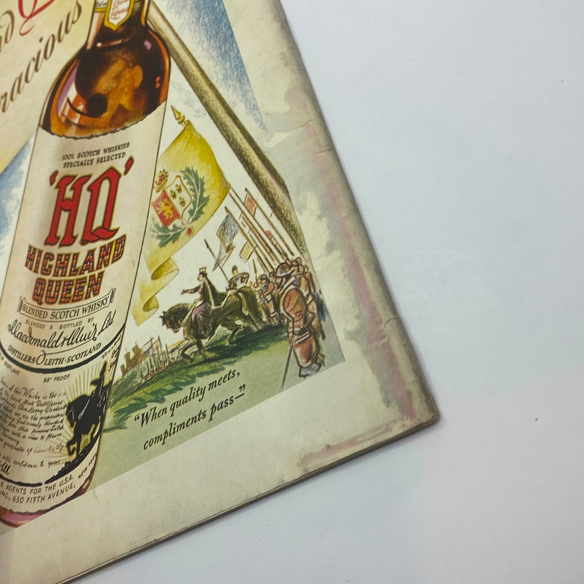 The New Yorker Complete Magazine January 4, 1941 - Ilonka Karasz Cover focusing on the Highland Queen Scotch whisky advertisement details.
