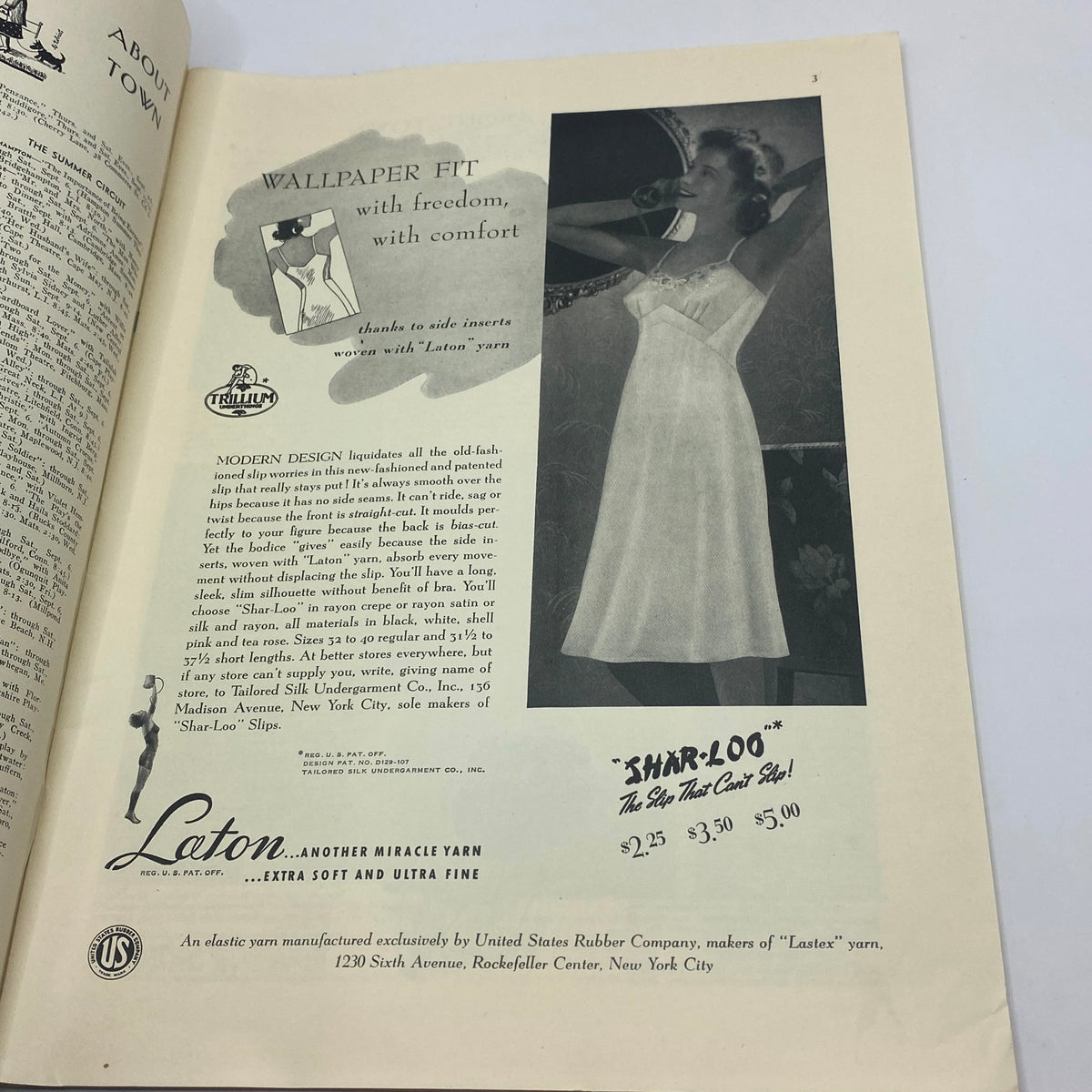 The New Yorker Complete Magazine September 6, 1941 featuring an advertisement for 'Shar-Loo' with a model showcasing a slip dress.