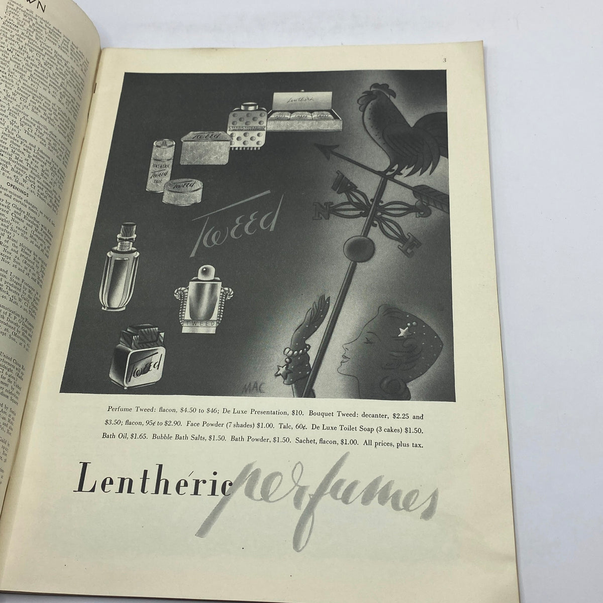Advertisement page from The New Yorker Complete Magazine dated November 21, 1942, featuring various perfume products.