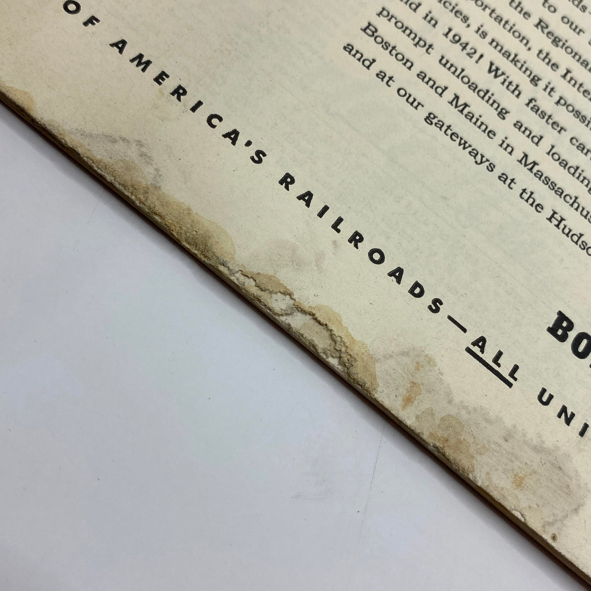 Condition detail of The New Yorker Complete Magazine June 12, 1943 displaying aged edges and minor water stains.