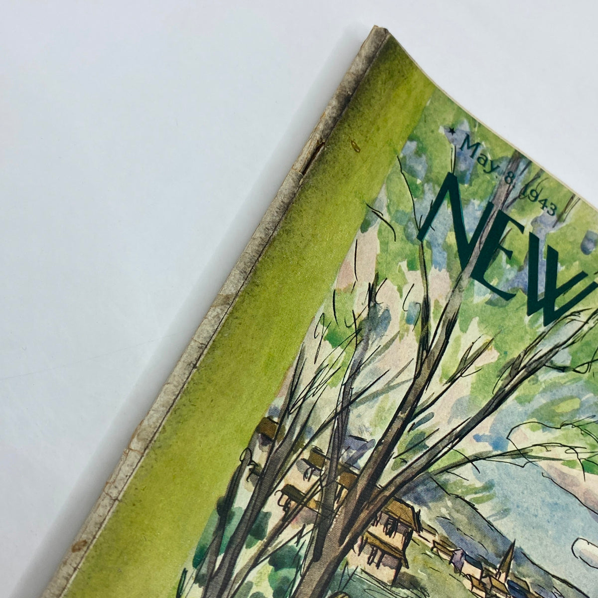 Close-up view of The New Yorker Complete Magazine May 8, 1943 Cover showcasing the title and artwork details.
