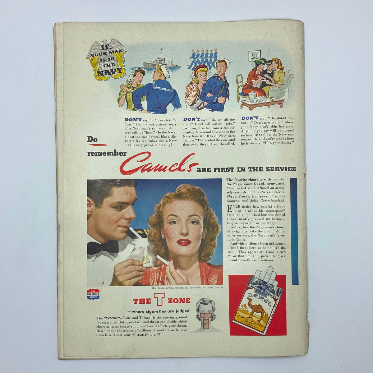 Back cover of The New Yorker Complete Magazine May 8, 1943 featuring a Camel cigarettes advertisement illustrated with vibrant colors and characters, emphasizing the product's appeal during World War II.