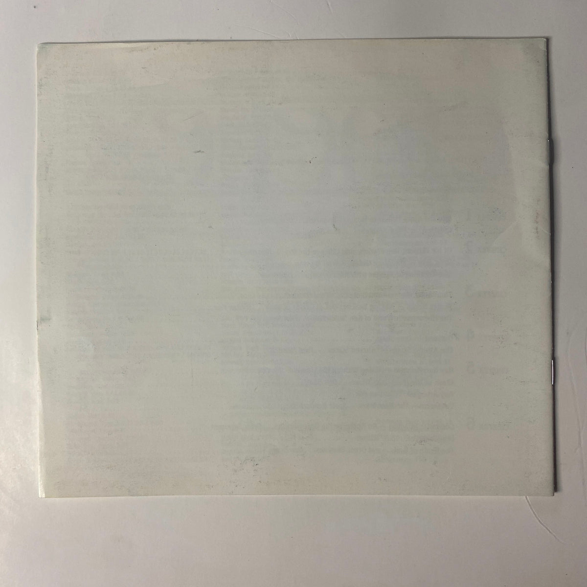 Back cover of Cinefex Magazine March 1980 - October 1981 Index Issues 1 - 6, showing a blank page in good condition, suitable for collectors and fans of visual effects journalism.