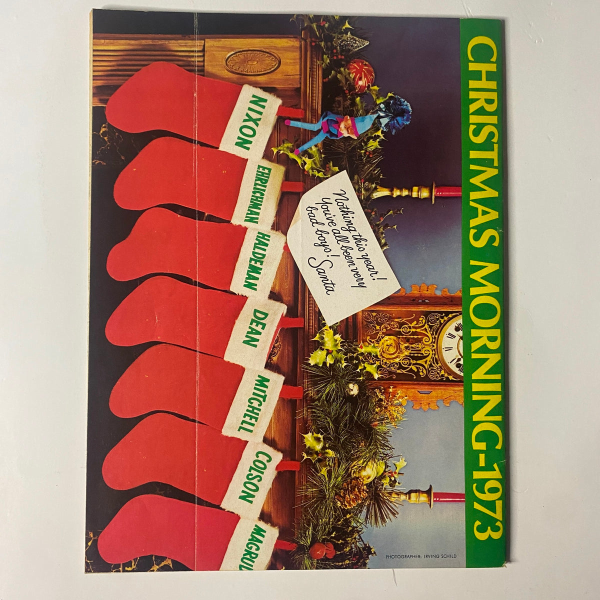 Cover of a vintage Christmas-themed issue titled 'Christmas Morning-1973' highlighting Christmas stockings with names, related to the humor of Mad Magazine January 1974 No. 164.