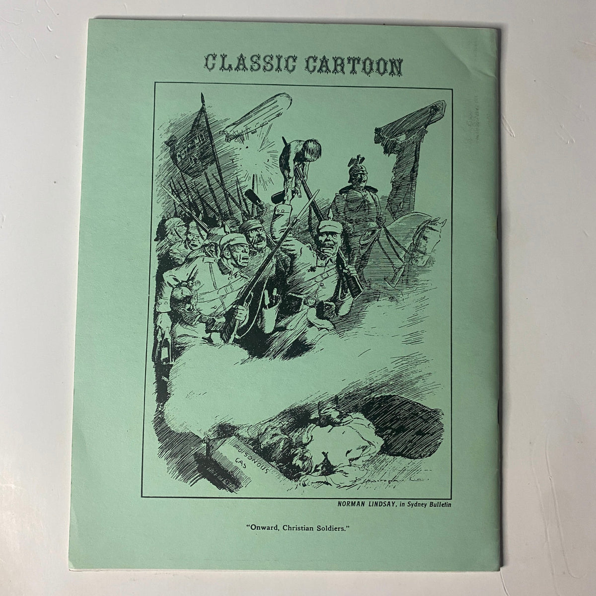 Cartoonews Newsletter - Issue No. 6 - That's My Man LD Warren by Blaine includes an illustration titled 'Onward, Christian Soldiers,' displaying a classic cartoon style and evocative imagery.