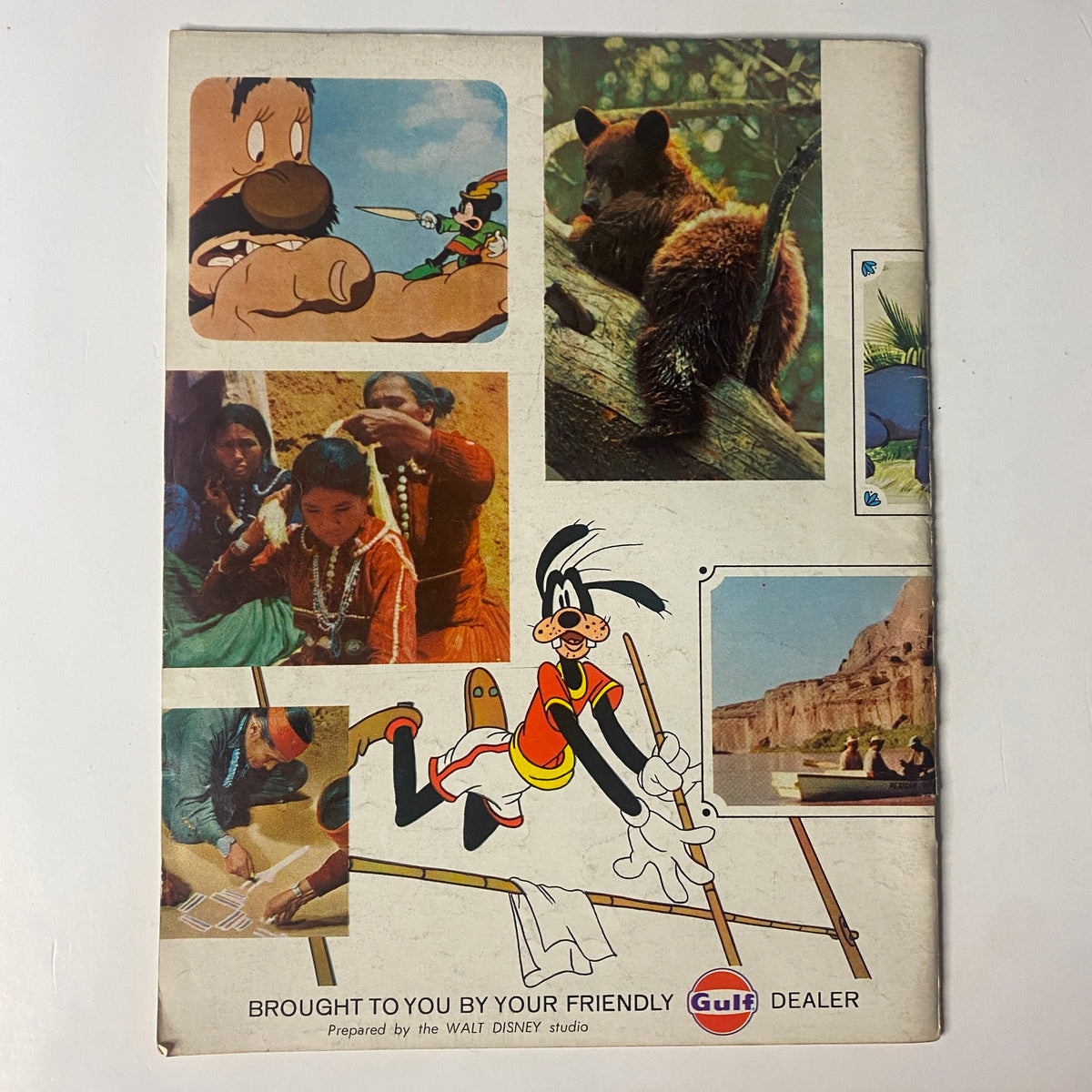 Back cover of Wonderful World of Disney Magazine 1968 featuring illustrations of Disney characters including Goofy, highlighting the magazine's vintage appeal.