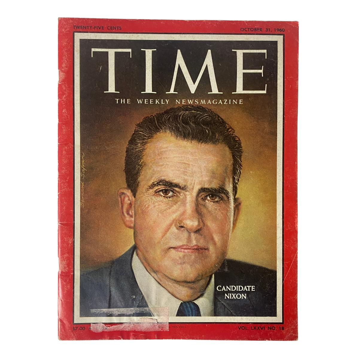Time Magazine cover from October 31, 1960, featuring Richard Nixon as the candidate, capturing the essence of the U.S. presidential election campaign. A collectible issue in good condition.