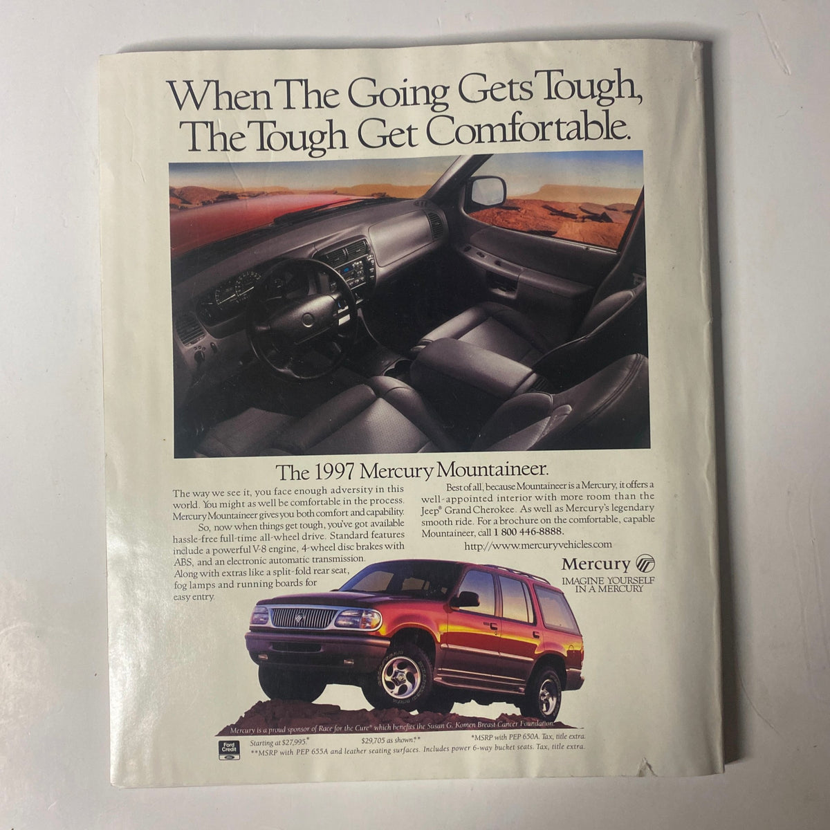 Advertisement for the 1997 Mercury Mountaineer featured in Martha Stewart Living Magazine March 1997 Special Gardening Issue.