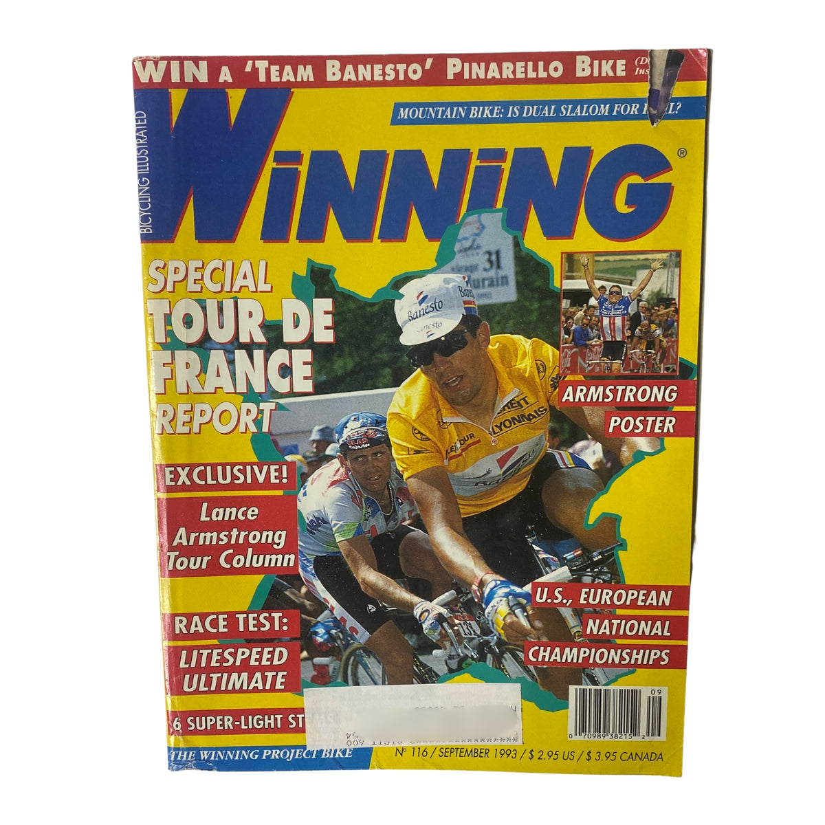 Winning Bicycle Racing Illustrated September 1993, No. 116 featuring Miguel Indurain on the cover, showcasing the Tour de France highlights and exclusive interviews.