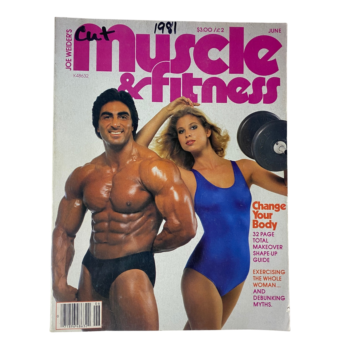 Cover of Muscle & Fitness Magazine June 1981 featuring Dennis Tinerino and Shawn Weatherly. The issue emphasizes bodybuilding and fitness topics.