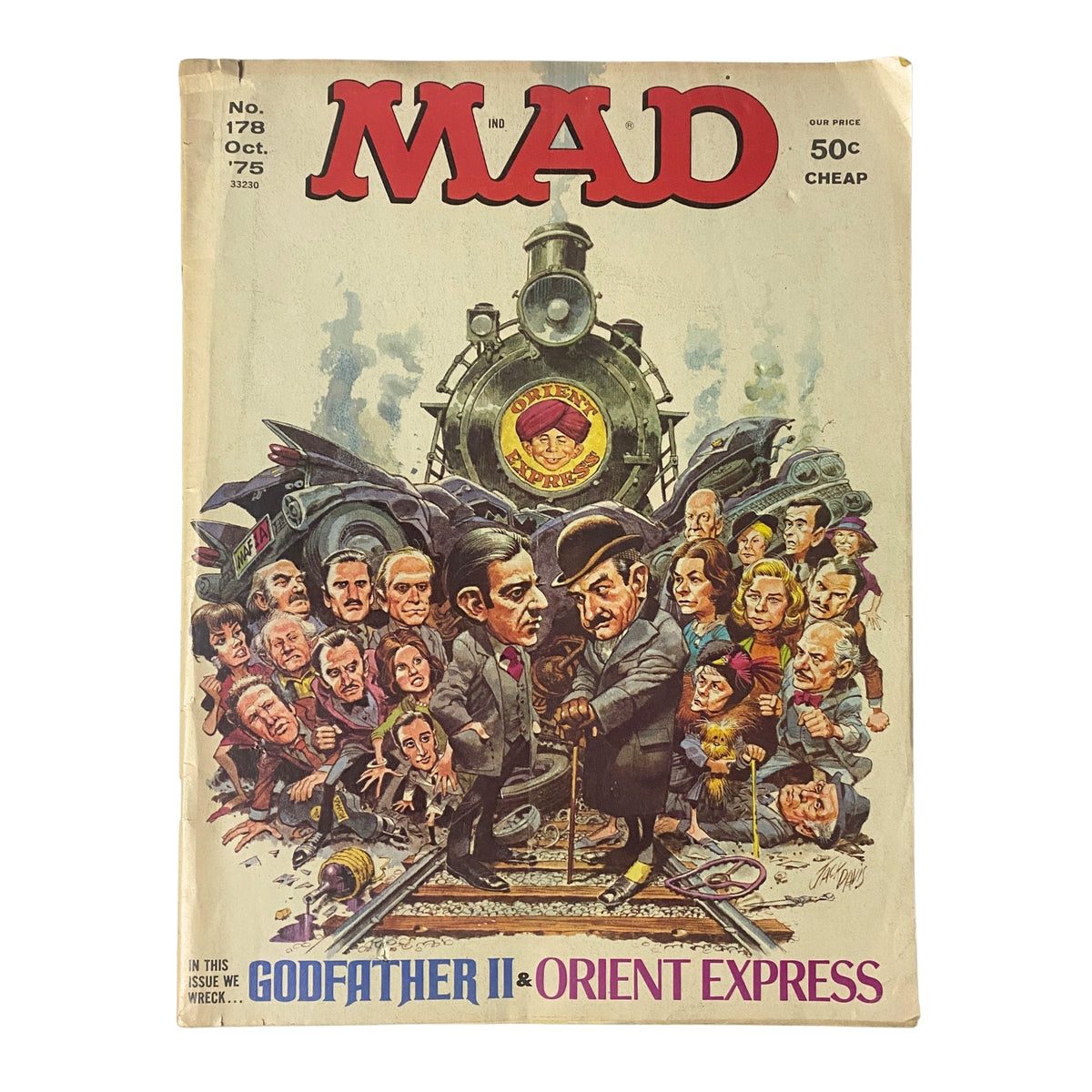 Mad Magazine October 1975 No. 178 cover featuring a parody of Orient Express and Godfather II, illustrated with colorful characters and scenes.