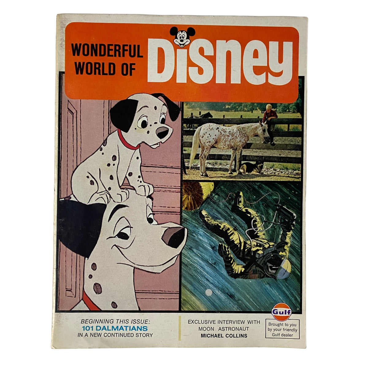 Cover of the Wonderful World of Disney 1969 No. 3 featuring 101 Dalmatians and astronaut Michael Collins, showcasing colorful illustrations and nostalgic vintage design.