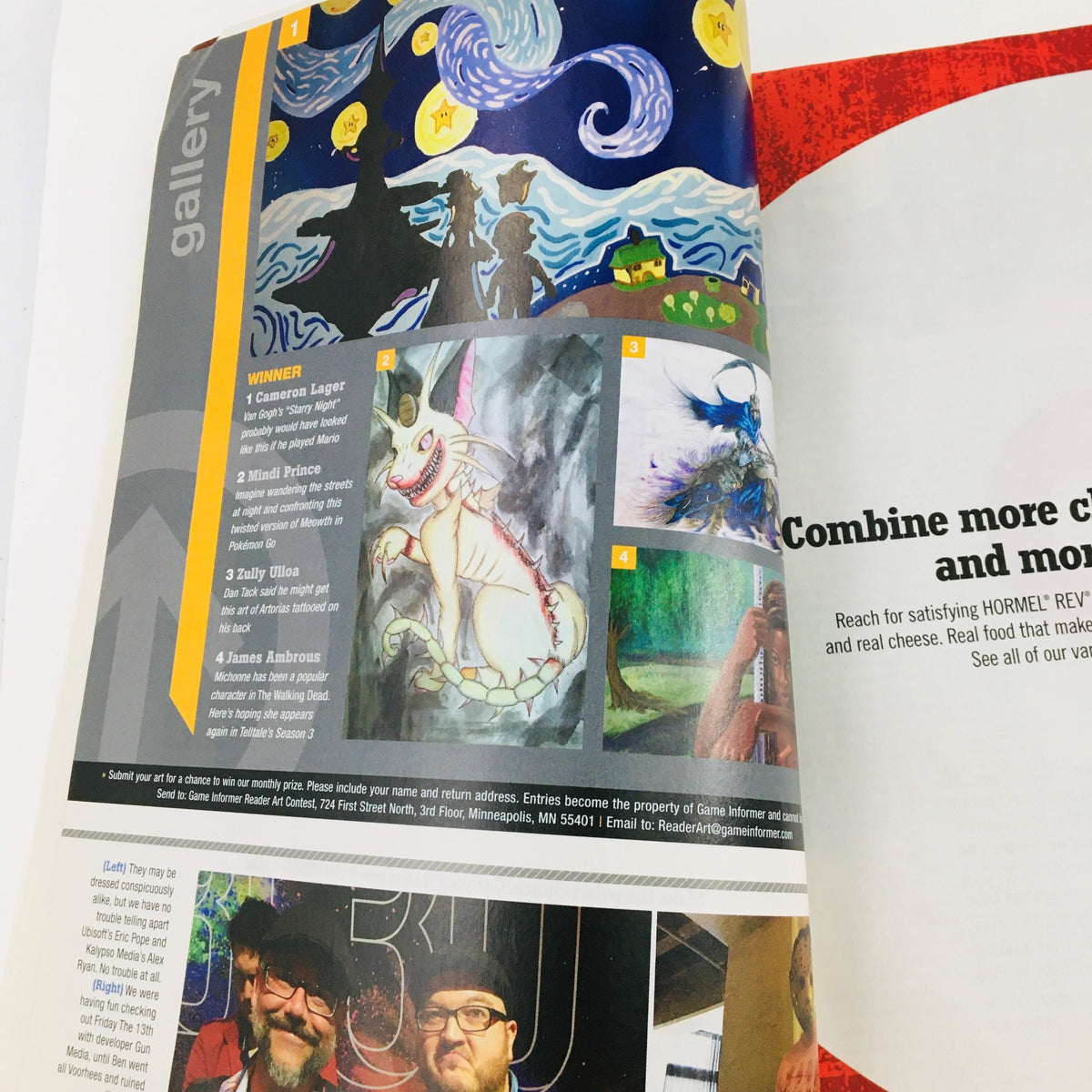 Gallery page showcasing winners from Game Informer Magazine September 2016 Issue 281, including artwork and submissions.