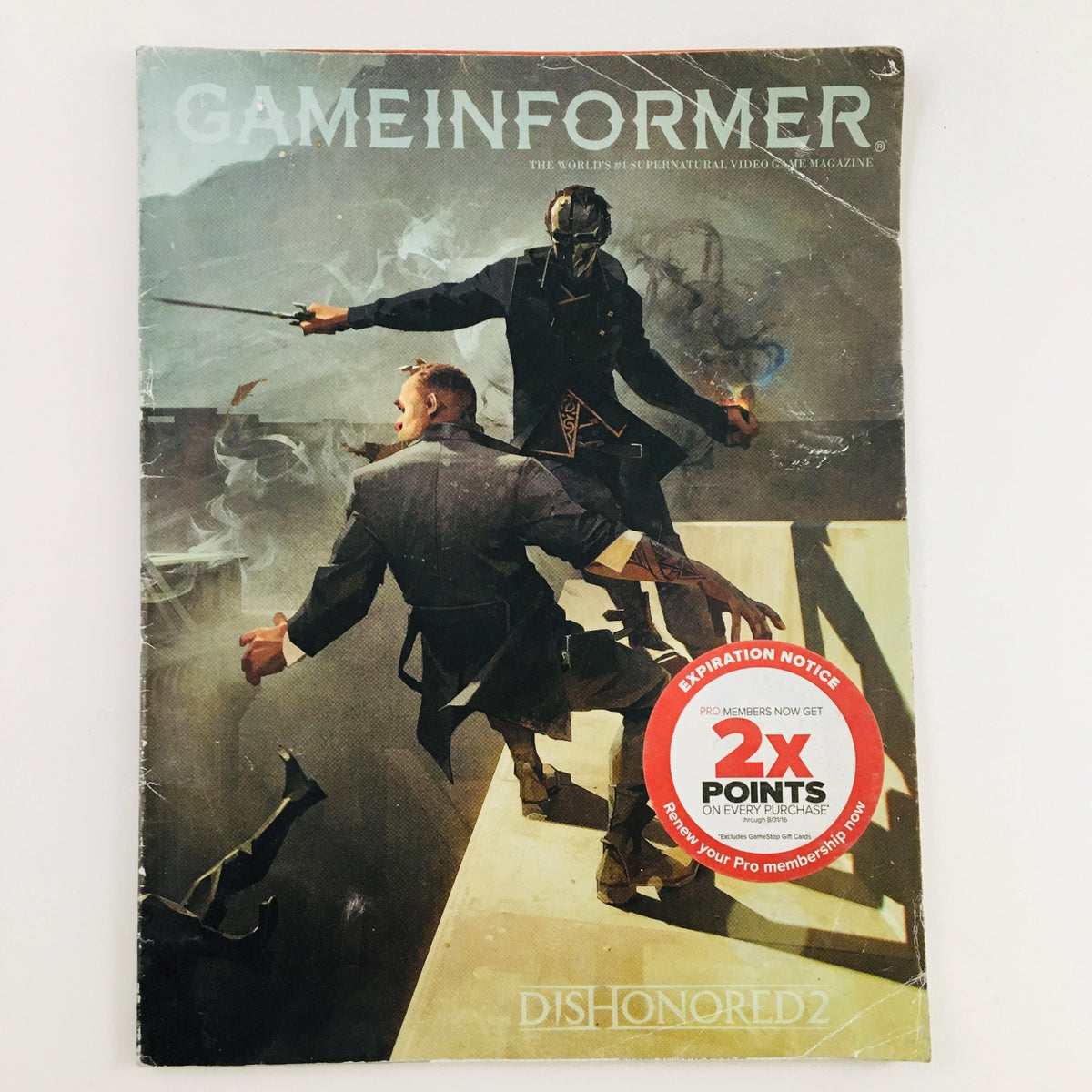 Game Informer Magazine June 2016 Issue 278 featuring Dishonored 2 on the cover with a striking illustration showcasing characters from the game.