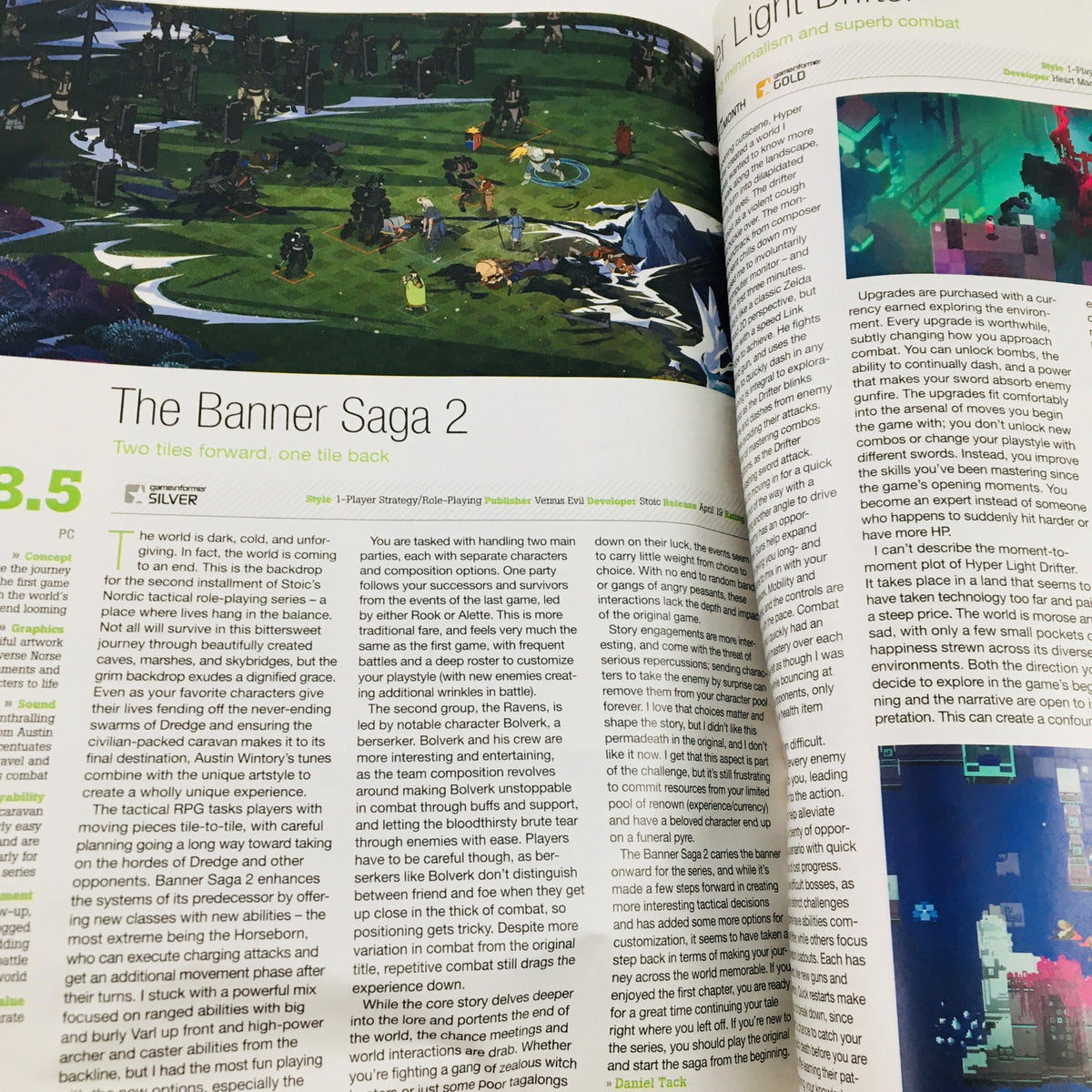 Review page from Game Informer Magazine June 2016 Issue 278 featuring The Banner Saga 2 with ratings and gameplay information.