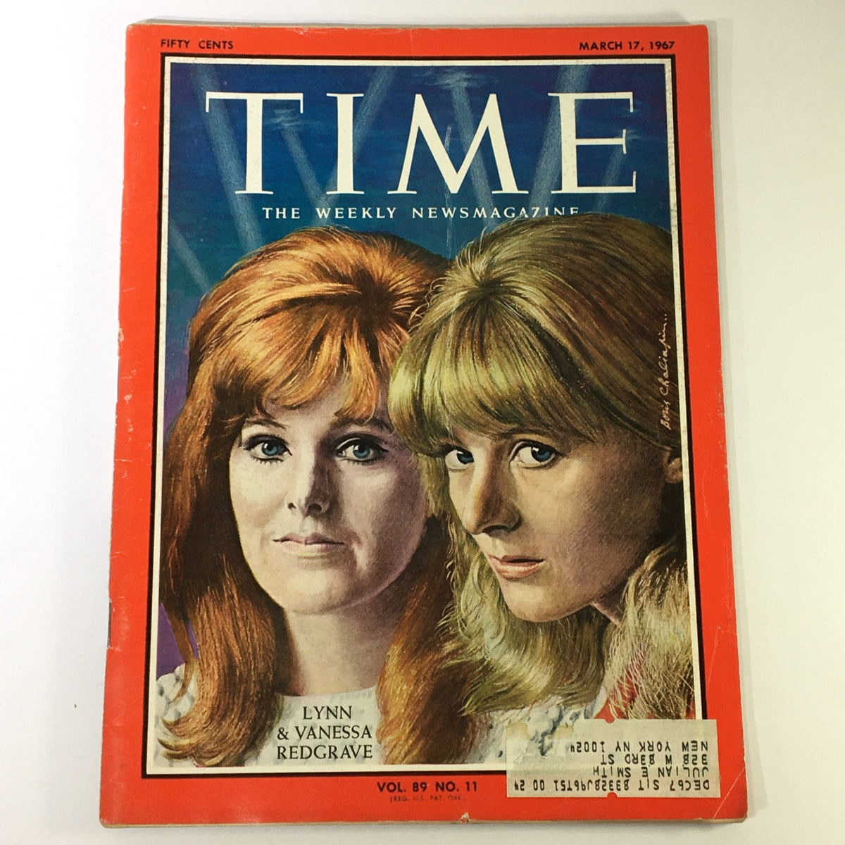 Vintage Time Magazine cover from March 17, 1967, featuring sisters Lynn and Jessica Redgrave, showcasing iconic 1960s culture and artistic expression.