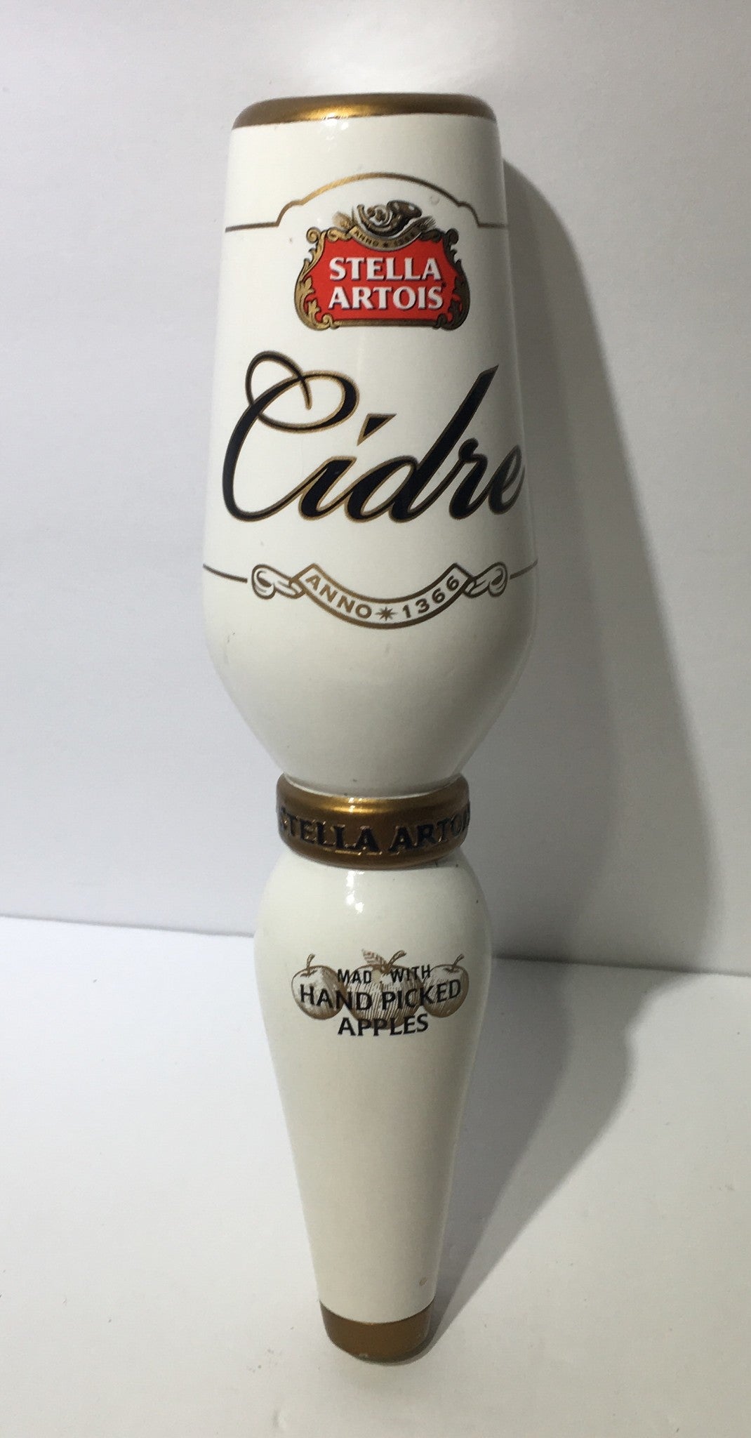Vintage Stella Artois Cidre 10" Beer Tap Handle showcasing the logo and design, ideal for collectors and bar enthusiasts.