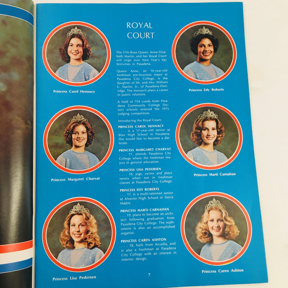 Page from the 1976 Official Parade Souvenir Program showcasing the Royal Court with portraits of Princesses, including Carol Hemany and Edy Roberts.