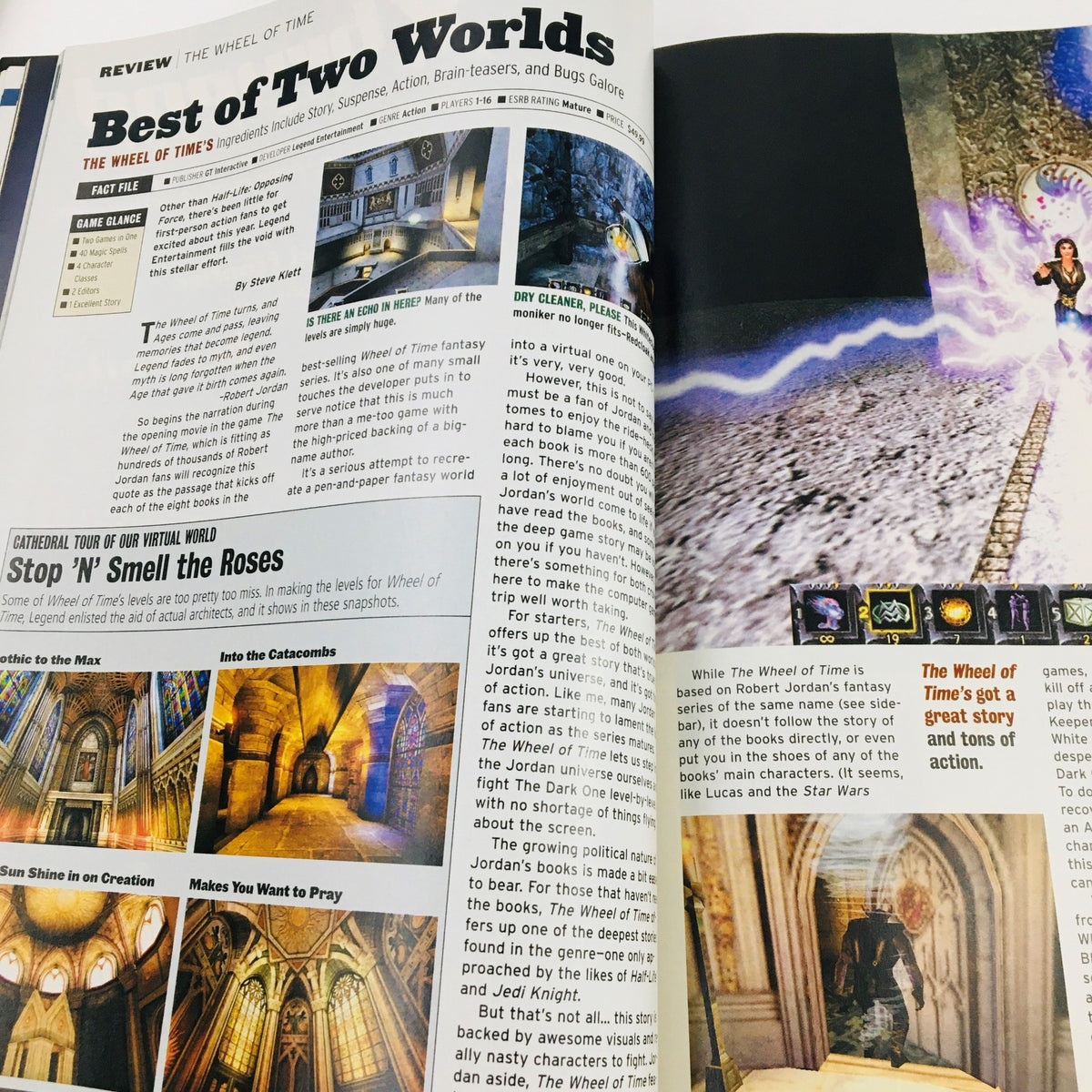 Incite Magazine February 2000 review section featuring the video game The Wheel of Time, discussing its immersive gameplay and graphics.