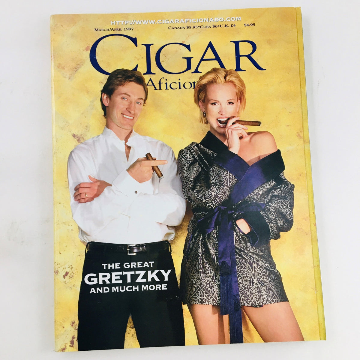 Cover of Cigar Aficionado Magazine March 1997 featuring The Great Gretzky and Much More with models showcasing cigars.
