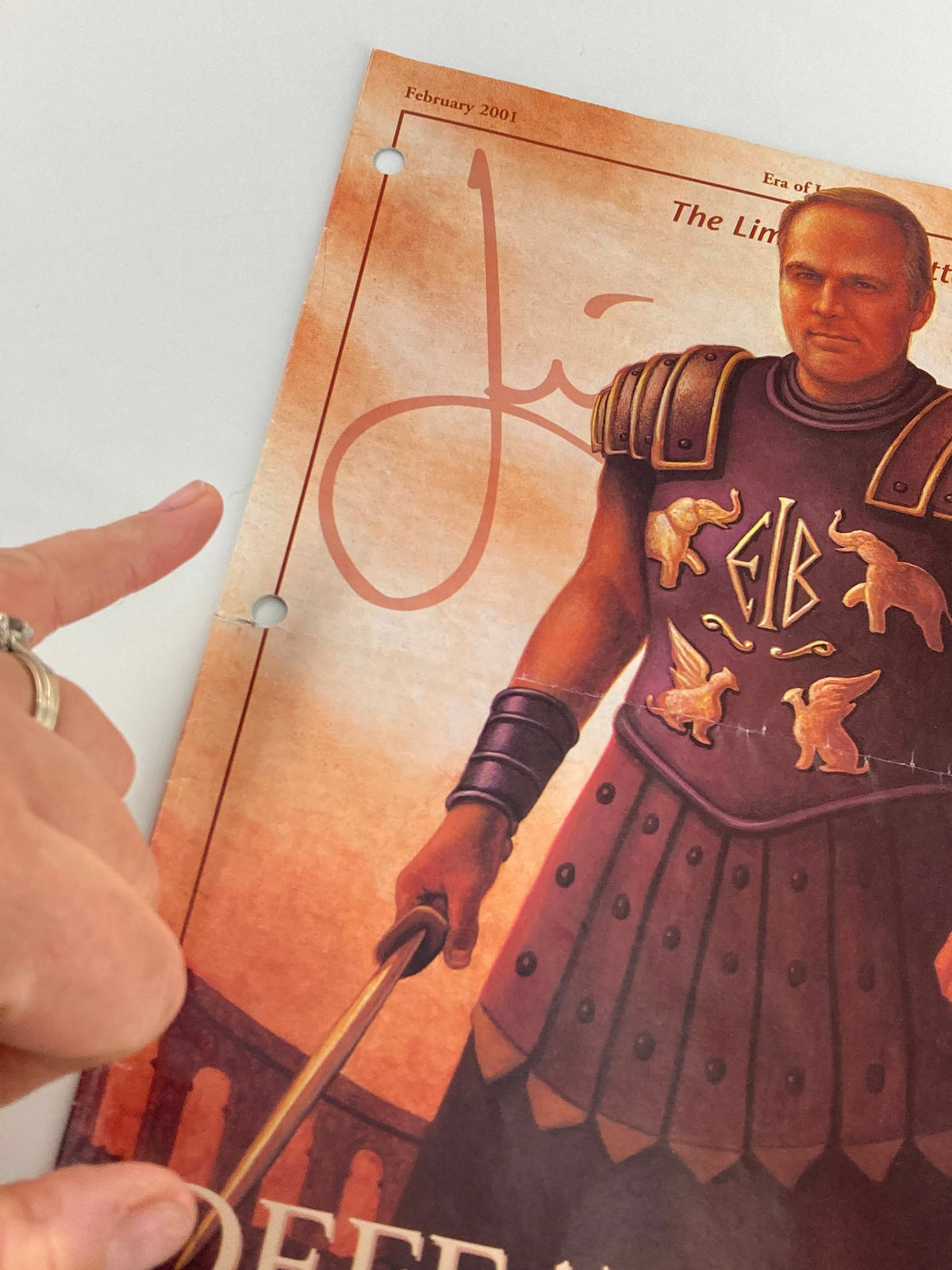 Rush Limbaugh Letter Newsletter Magazine February 2001, featuring a detailed illustration of a Roman soldier holding a sword, showcasing its unique cover design and highlighting its collectible nature.