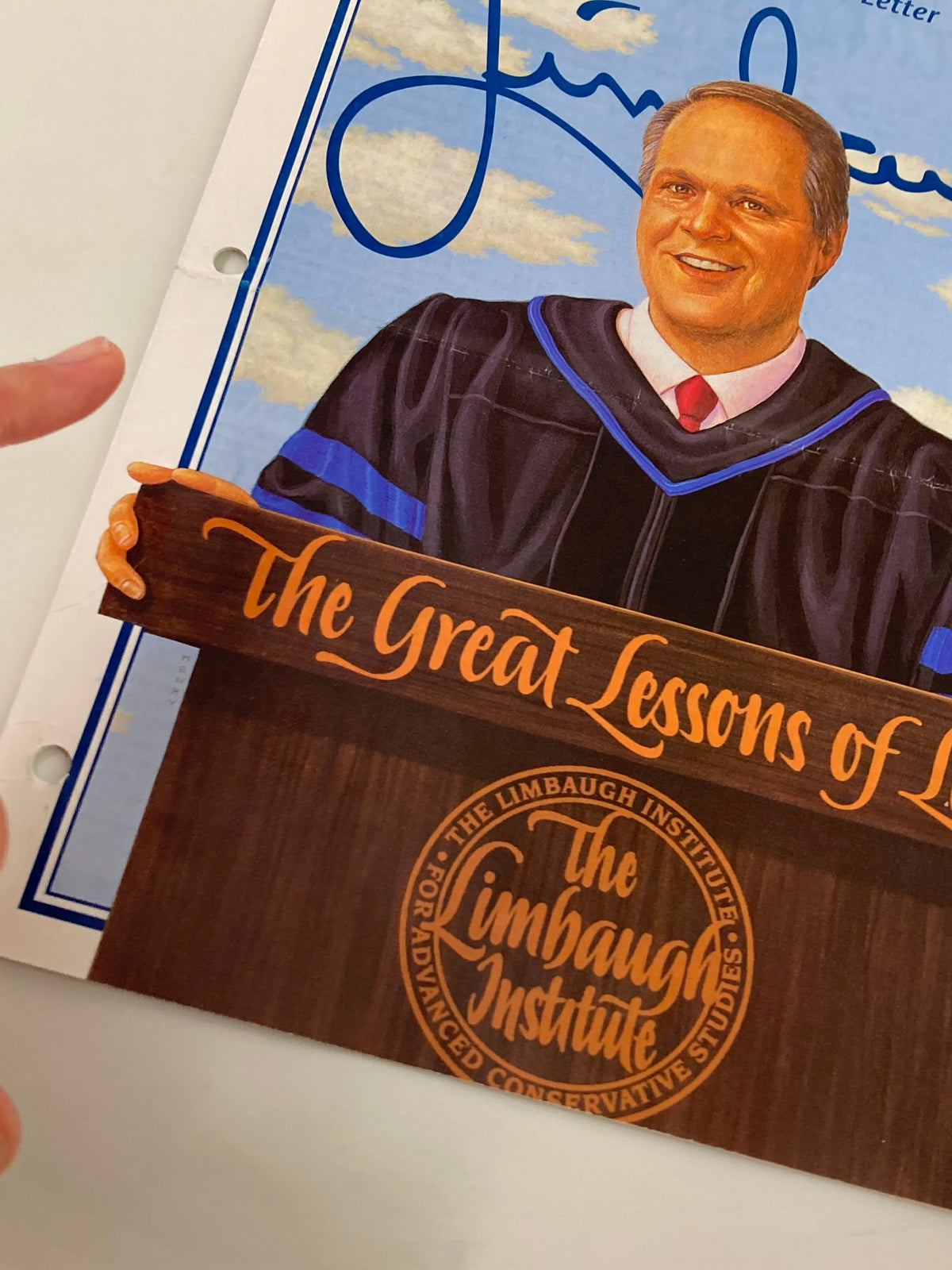 Close-up of the cover of the Rush Limbaugh Letter Newsletter Magazine June 1999, showcasing the title 'The Great Lessons of Life' and the Limbaugh Institute logo.