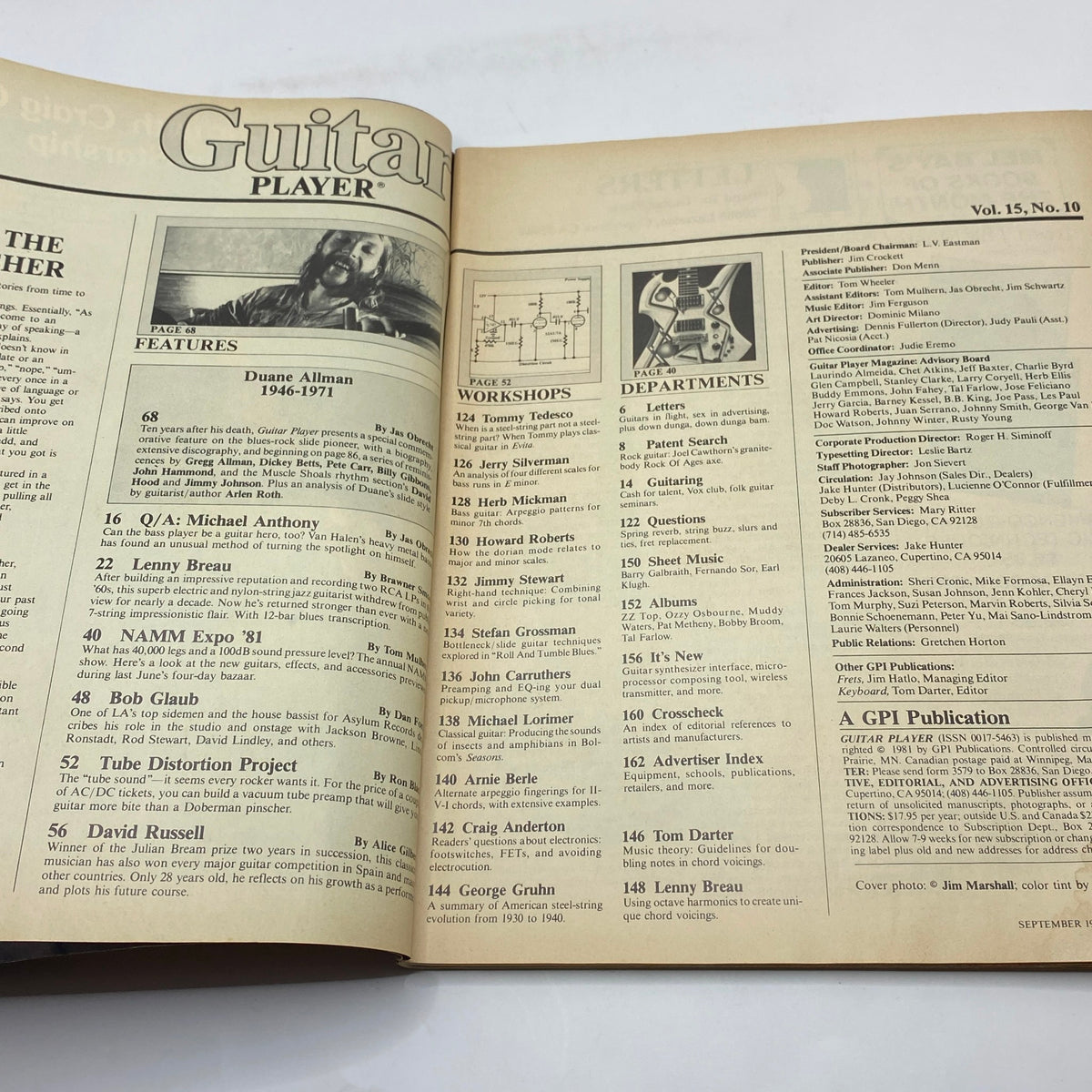 Vintage Guitar Player Magazine October 1981 Duane Allman Special Issue No Label