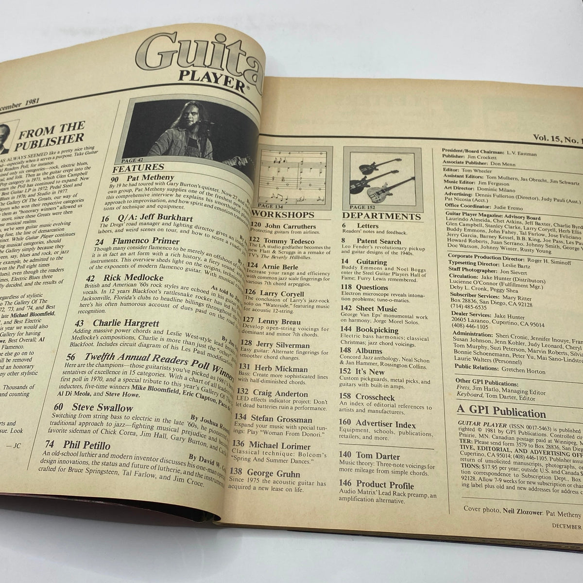 Vintage Guitar Player Magazine December 1981 Pat Metheny, Rick Medlocke No Label