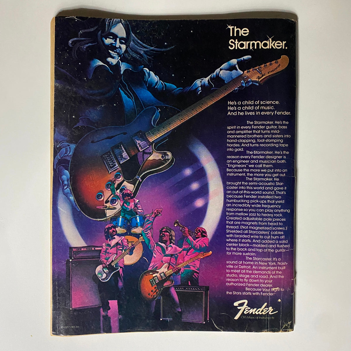 Advertisement from VTG Guitar Player Magazine May 1978, promoting Fender guitars with a colorful illustration of musicians performing.