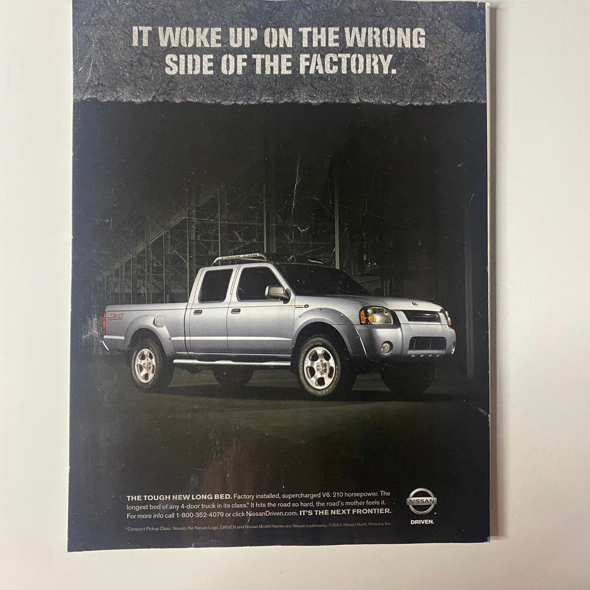 Back cover of Muscle & Fitness Magazine November 2001 featuring a Nissan pickup truck advertisement.