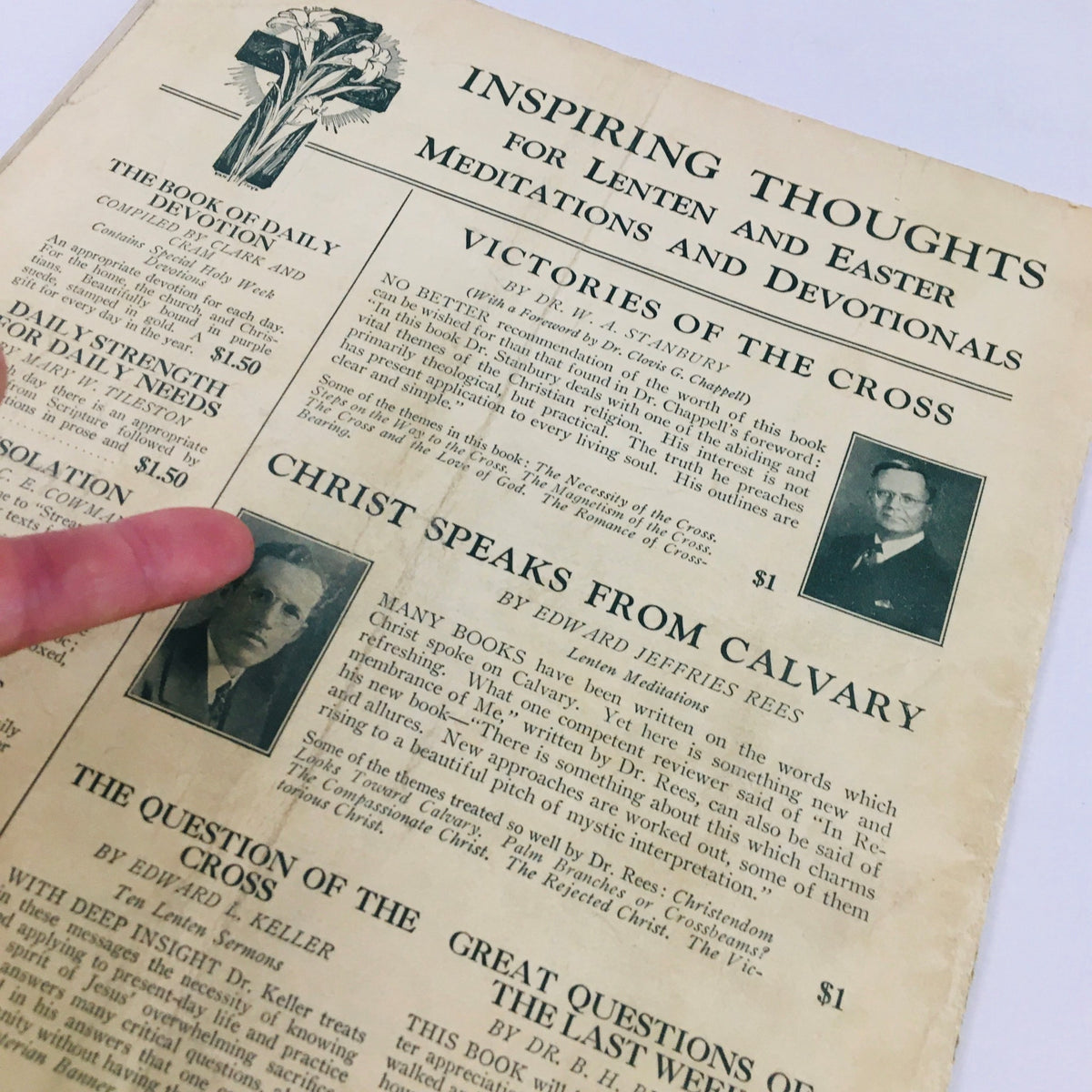 Cover details from The Church School Magazine March 1935 showing inspiring thoughts for Lenten and Easter meditations.