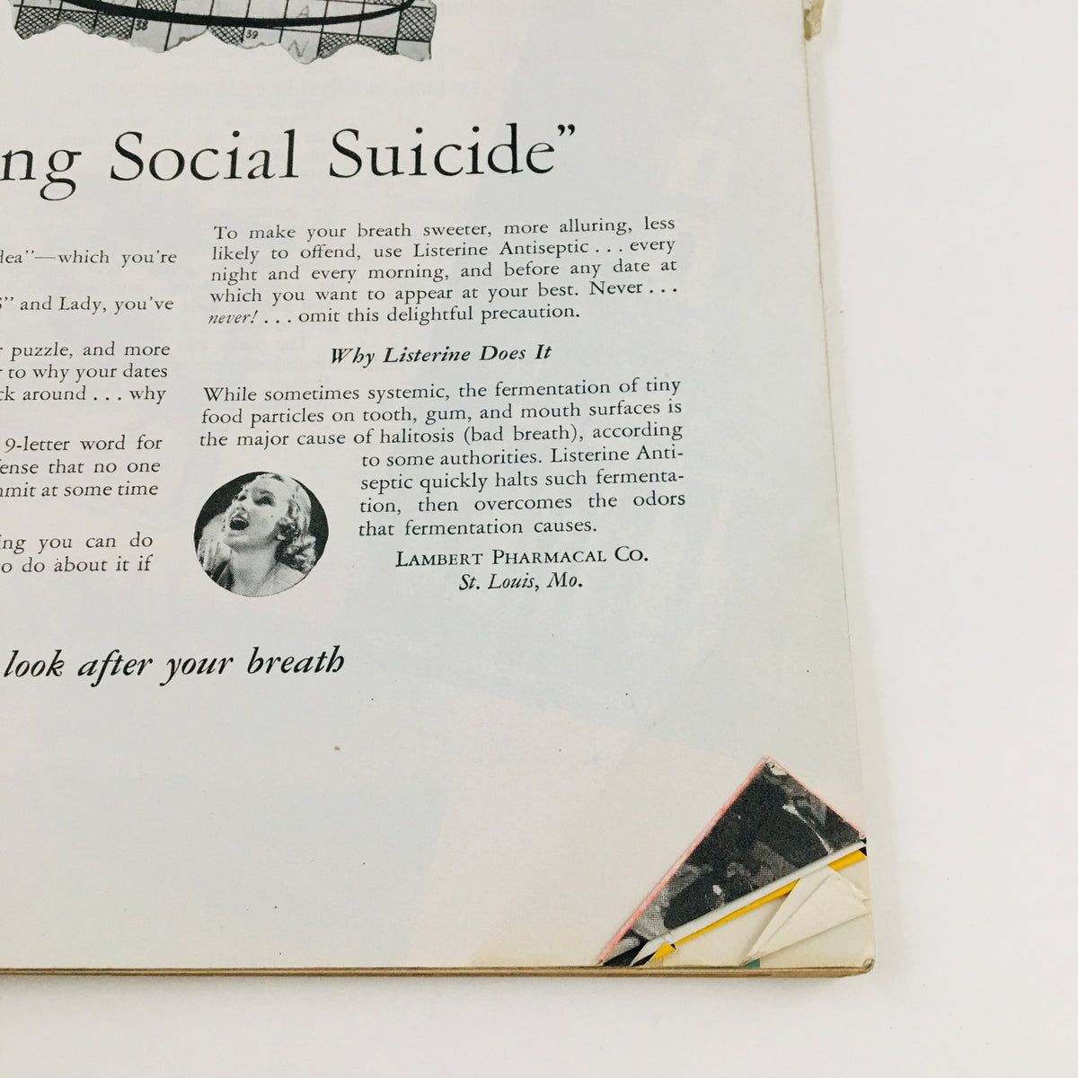 Advertisement page within the VTG McCall's Magazine September 1941 showcasing social tips with a vintage product, highlighting the magazine's historical context.