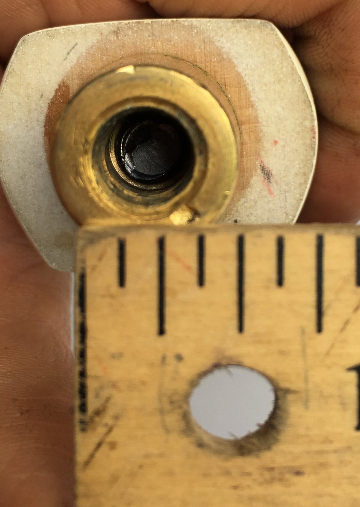 Bottom view of Vintage Harpoon IPA Indian Pale Ale 8½" Beer Tap Handle, showing its attachment point.