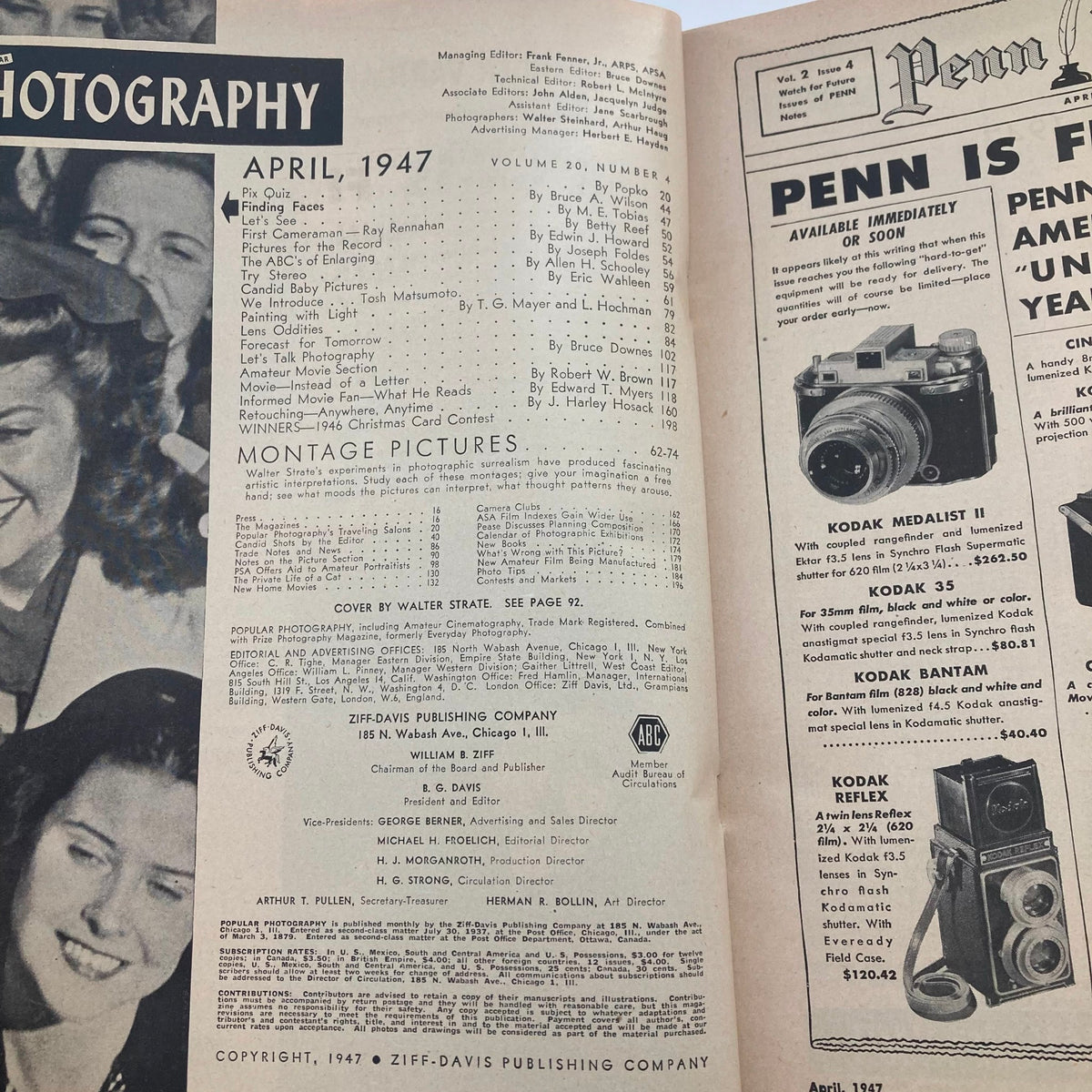 Vintage Popular Photography Magazine April 1947 The ABC's of Enlarging No Label