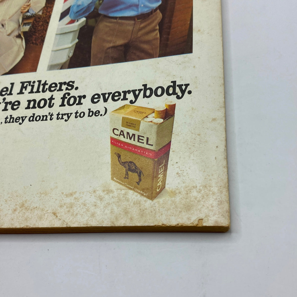 Close-up view of the back cover of Street & Smith's Baseball Official Yearbook 1971 highlighting Camel Filters cigarette branding and vintage advertisement.
