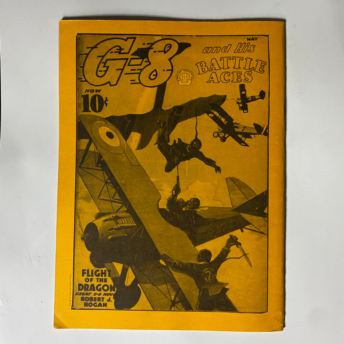 VTG Captain George's Whizzbang 1973 No. 16 The Lydecker Brothers cover illustration featuring vintage aviation art with G-8 and His Battle Aces, highlighting a dramatic scene of aerial combat.