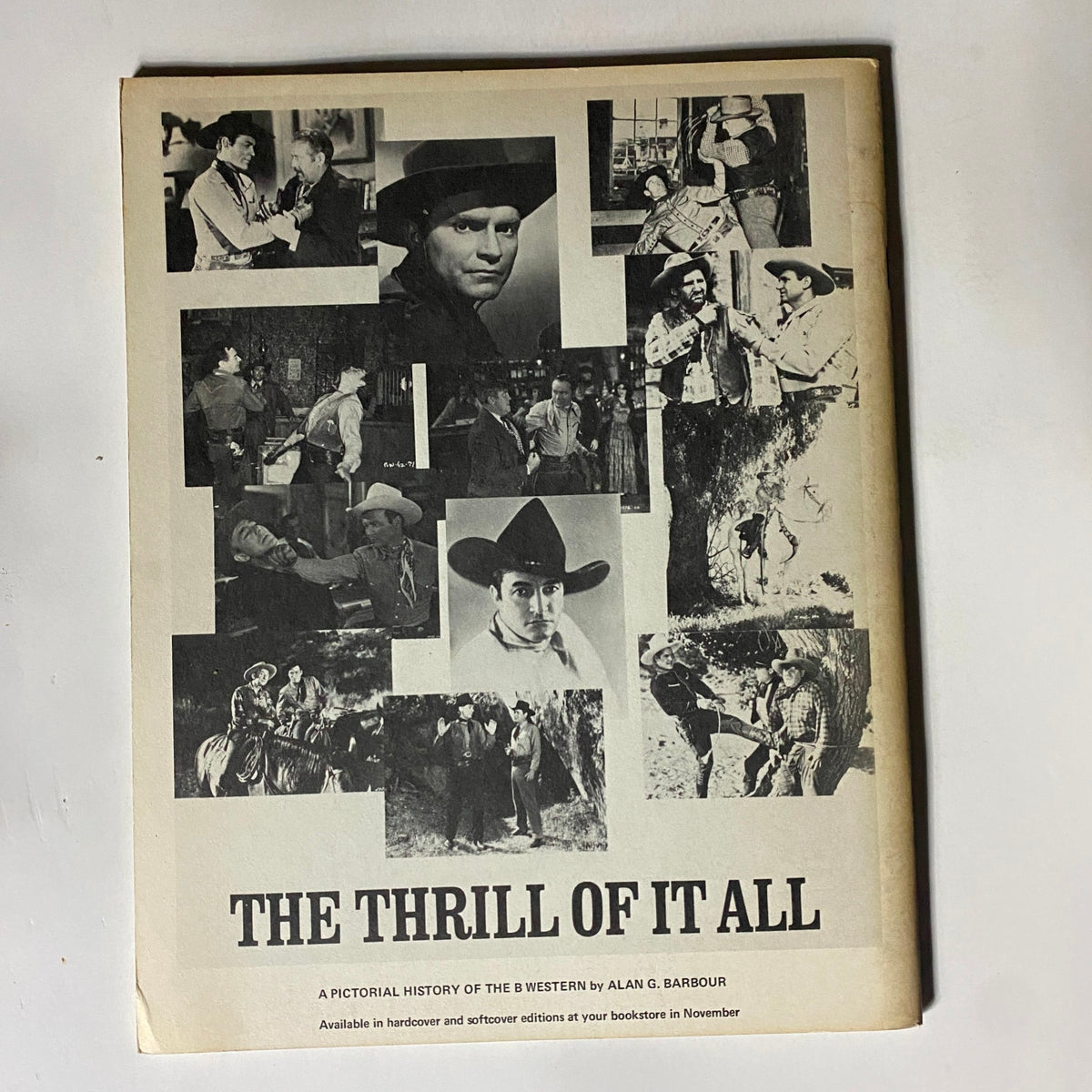 Cover of a vintage magazine featuring a collage of iconic Western film images, part of the VTG Rex Allen Cover History of The B Western by Alan G. Barbour.