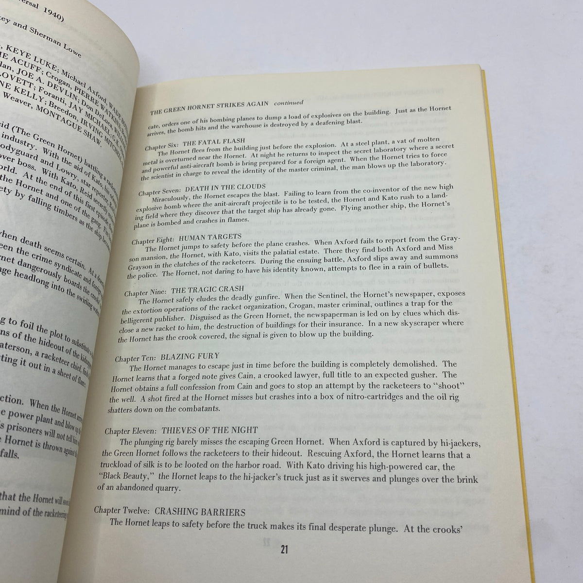 Inside view of VTG Old Movies Fanzine Magazine 1970 Vol 1 No 4 featuring a detailed excerpt from The Green Hornet Strikes Again.