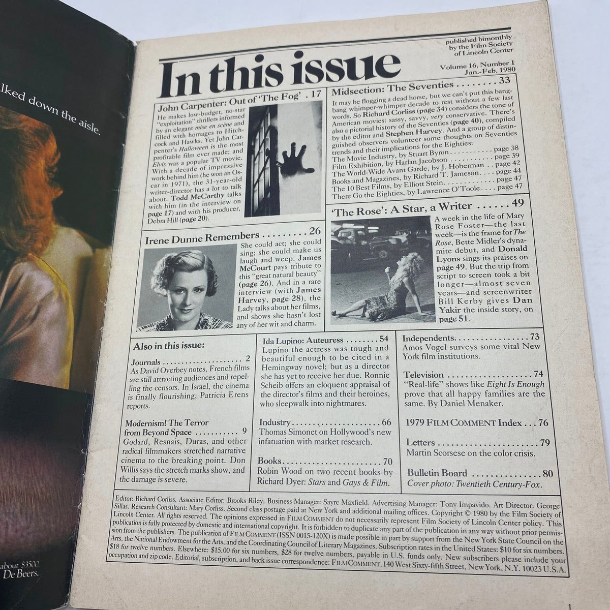 Vintage Film Comment Magazine January 1980 Bette Midler No Label