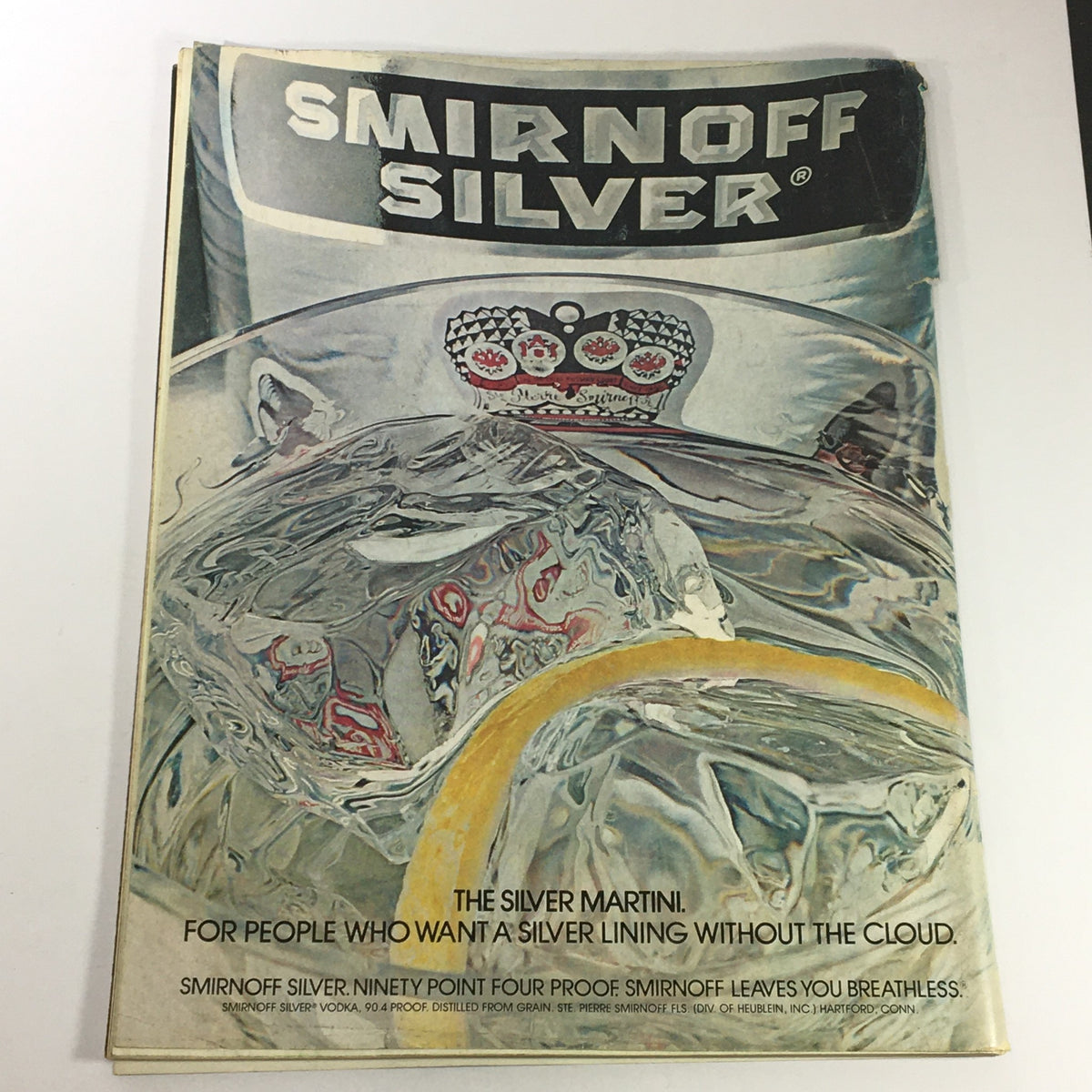Back cover of VTG Gourmet The Magazine of Good Living August 1975 displaying an advertisement for Smirnoff Silver vodka.