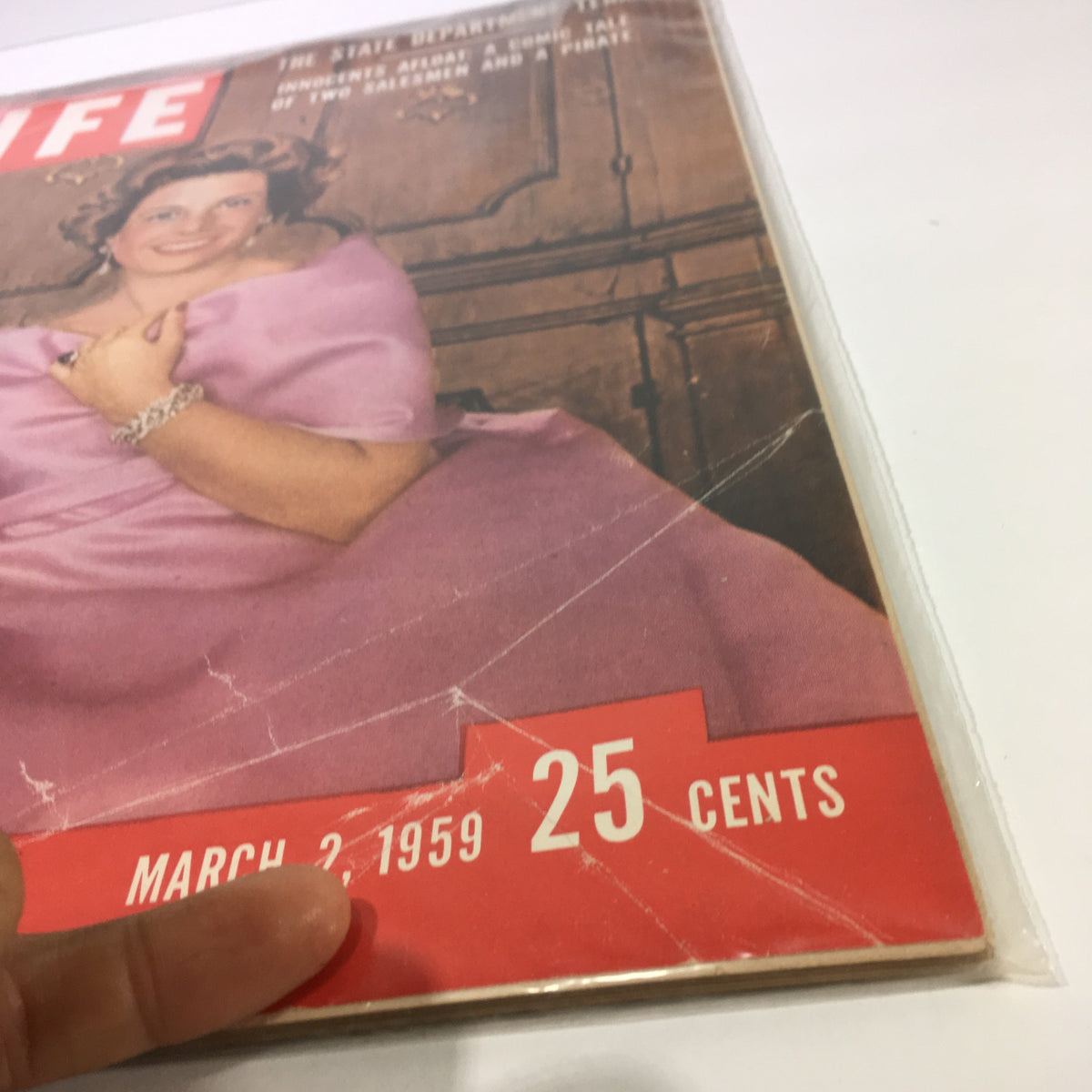 Detailed view of the March 2, 1959 issue of VTG Life Magazine featuring Princess Luciana Pignatelli on the cover, highlighting the date and price of 25 cents.