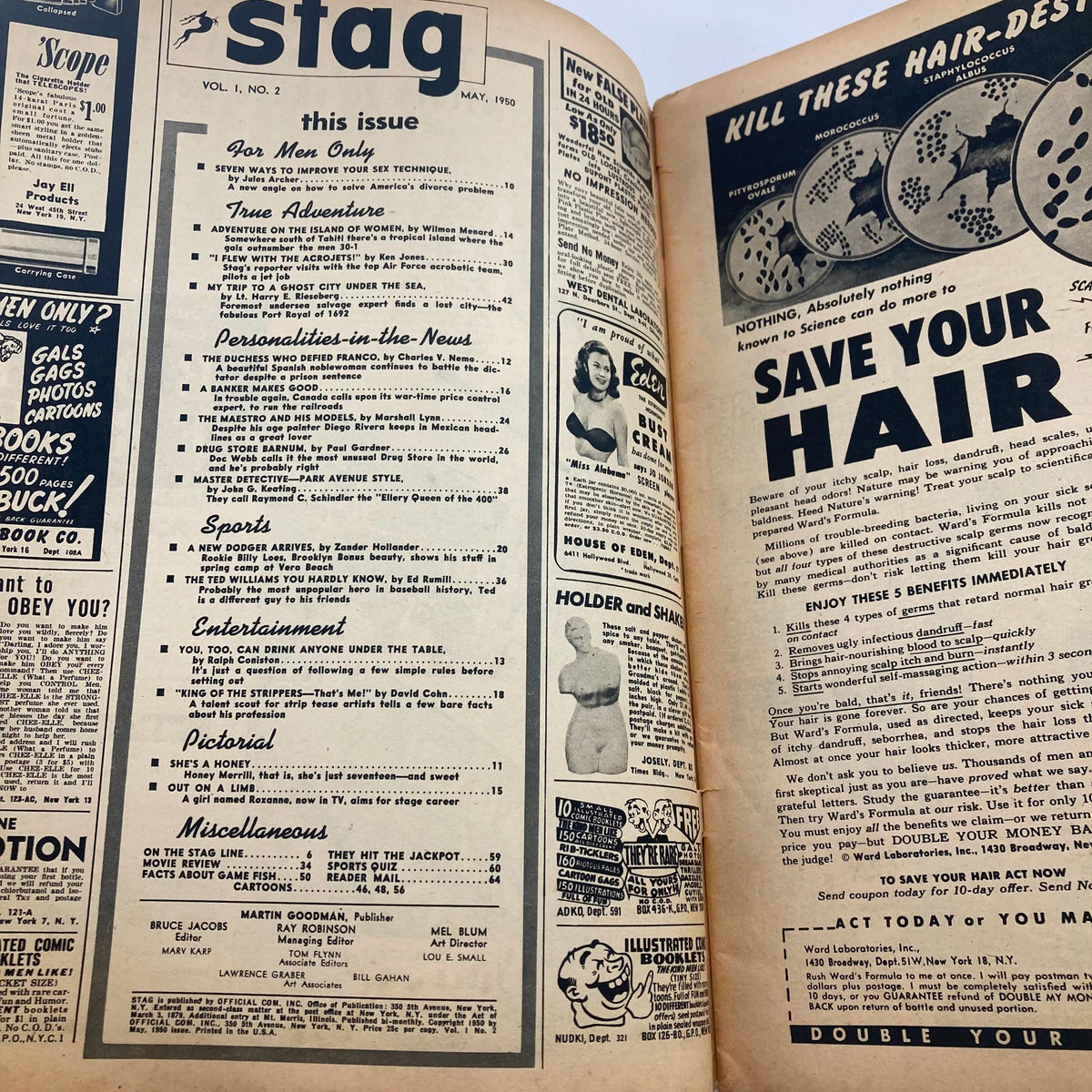 Vintage Stag Magazine May 1950 Vol 1 #2 Stranded on the Island of Women No Label
