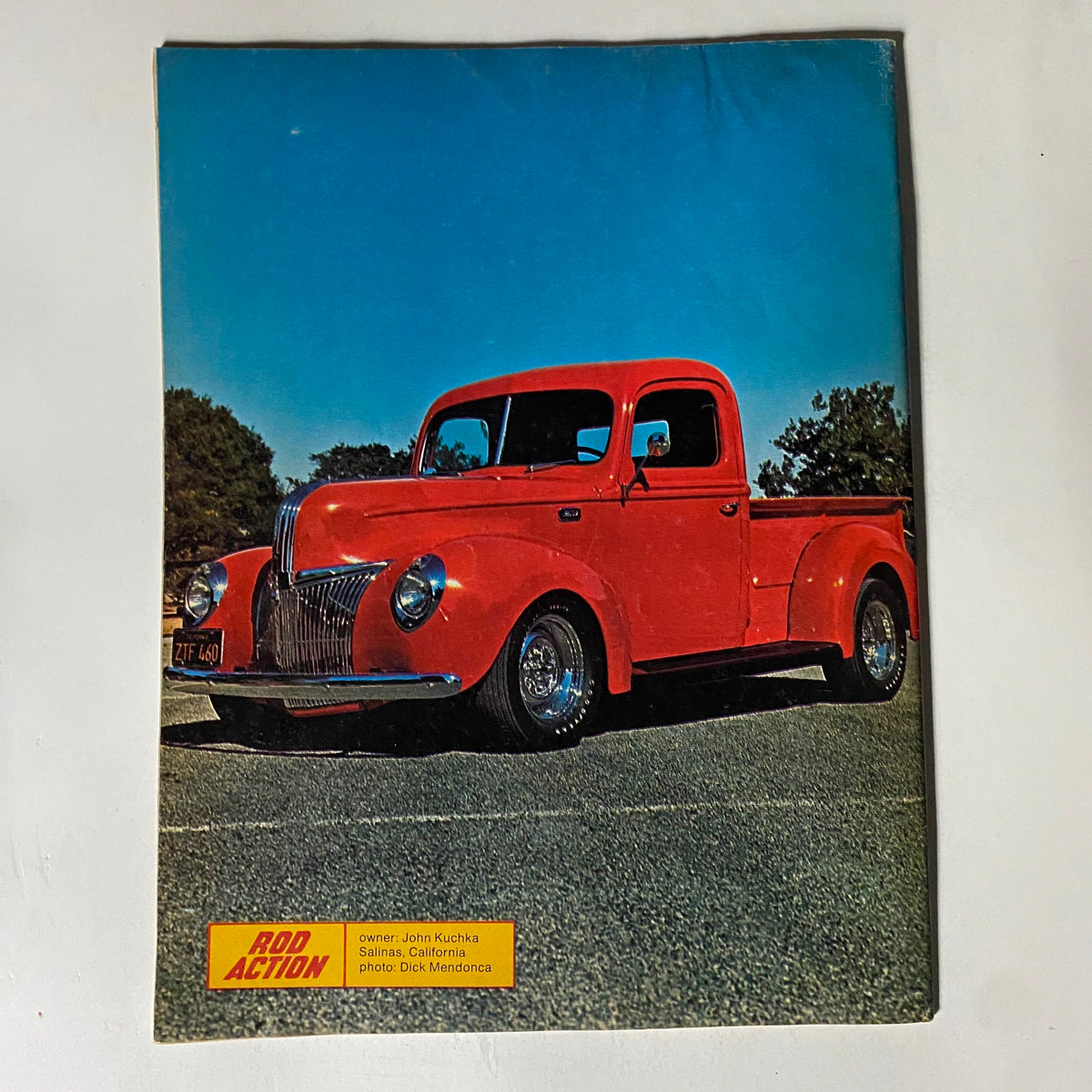 Cover of VTG Rod Action Magazine September 1972 featuring a classic red pickup truck, highlighting an article by Jim McFarland on engine identification.