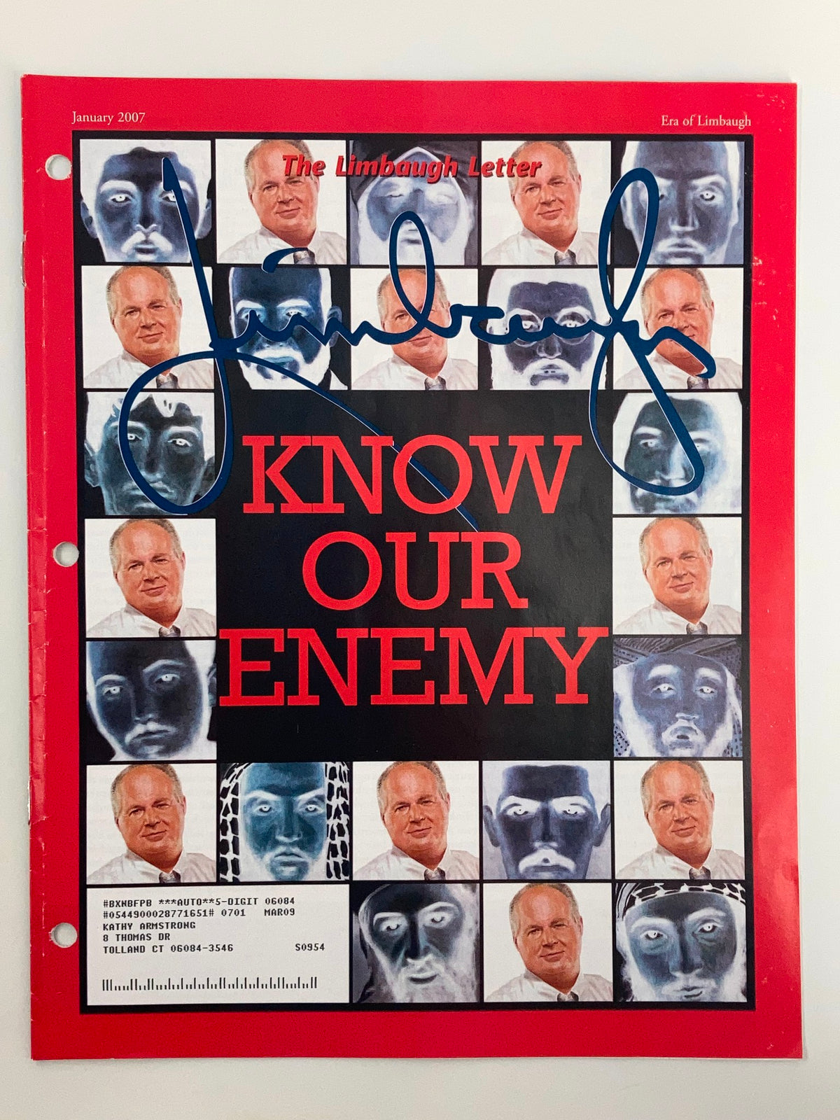 Cover of the Rush Limbaugh Letter Newsletter Magazine, January 2007 edition, featuring the title 'Know Our Enemy' with a collage of images and a signature by Rush Limbaugh.