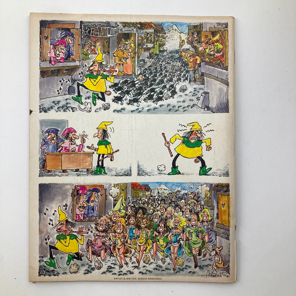 Comic art page from Mad Magazine July 1982 No. 232, showcasing humorous illustrations by artist Sergio Aragones, exemplifying the magazine's signature comedic style.
