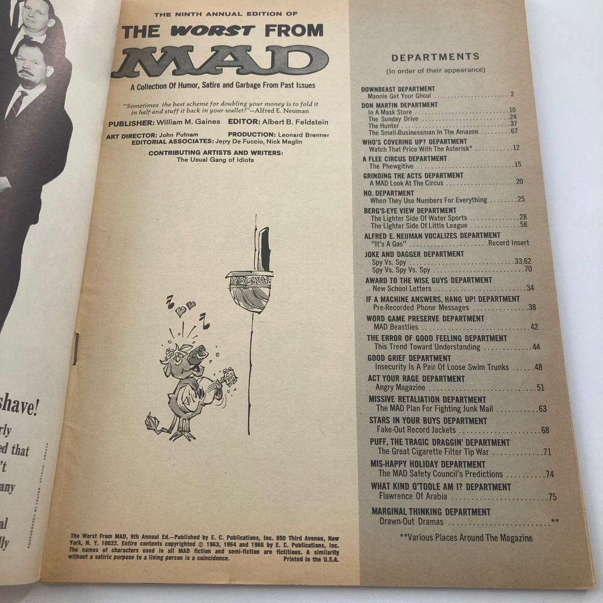 Interior page from Mad Magazine 1966 9th Ed. of The Worst From Mad showcasing humorous content and illustrations.