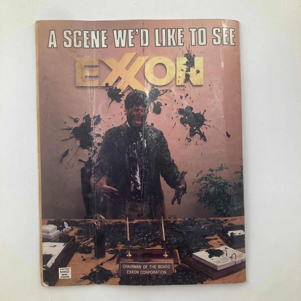 Back cover of Mad Magazine October 1989 No. 290 featuring a parody image related to Exxon, titled 'A Scene We'd Like to See'. This humorous illustration reflects Mad Magazine's satirical commentary.