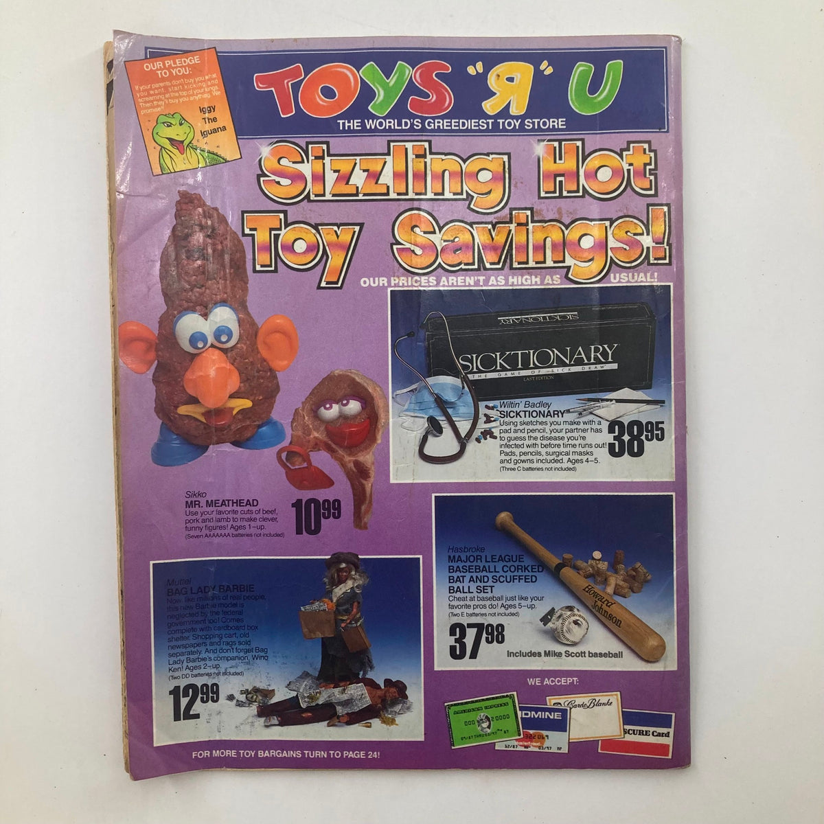 Back cover of Mad Magazine March 1989 No. 285 featuring a vintage Toys R Us advertisement for toy savings, representing pop culture in the late 1980s.